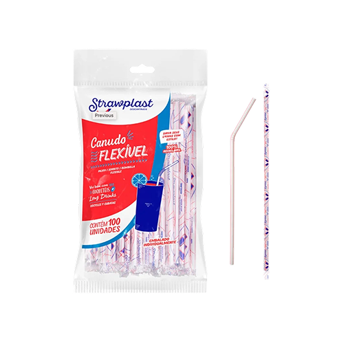 Canudo Flexível Sache C/100 Strawplast
